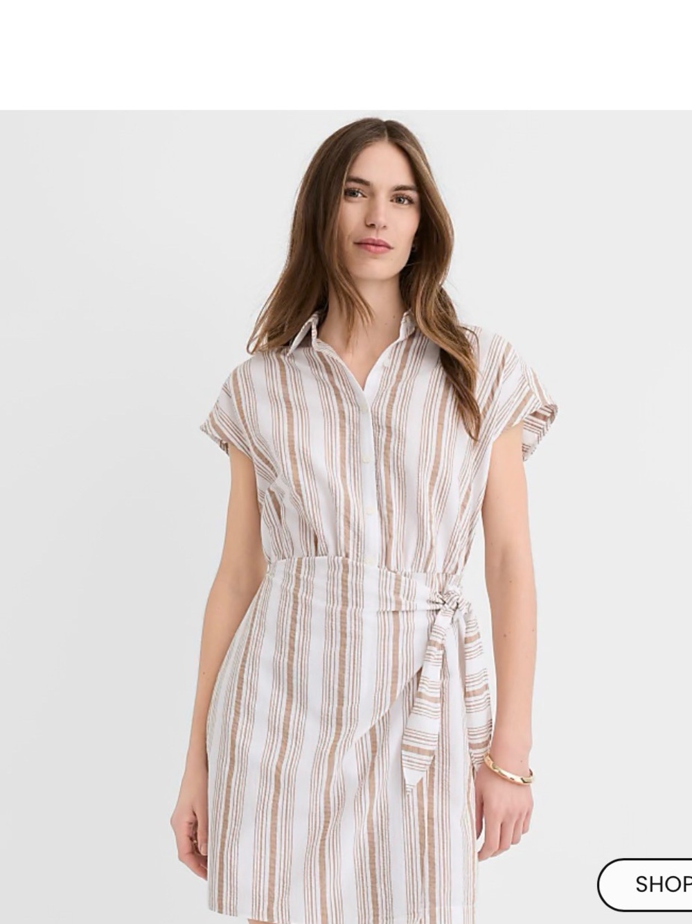 Striped Seersucker Wrap Mini Shirtdress